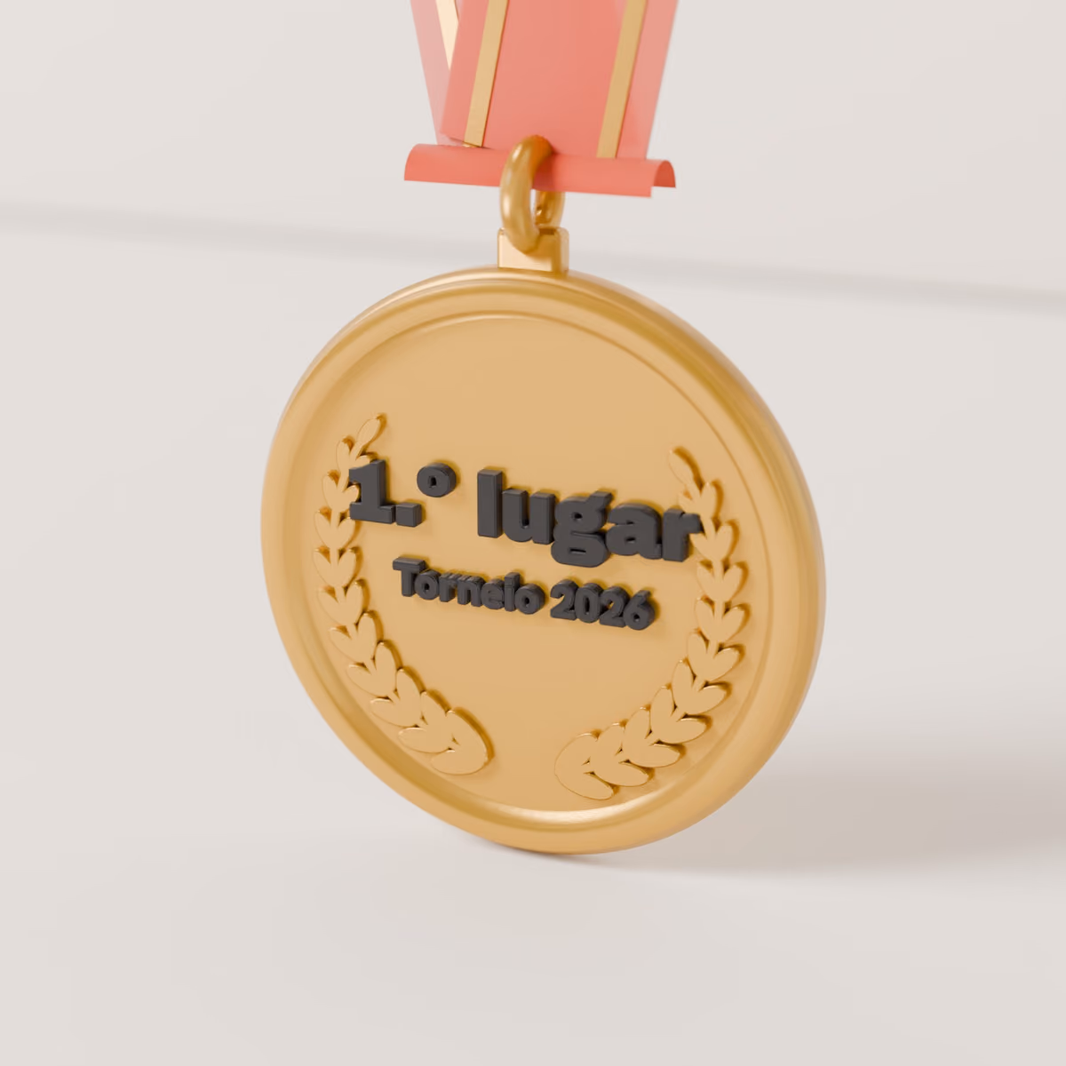Medalha de primeiro lugar impressa em 3D com acabamento dourado