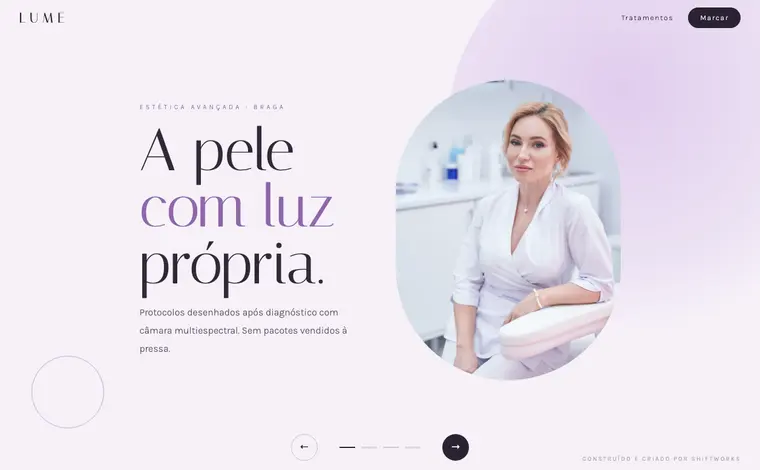 Página de entrada do site de exemplo Studio Lume