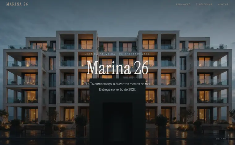 Página de entrada do site de exemplo Marina 26