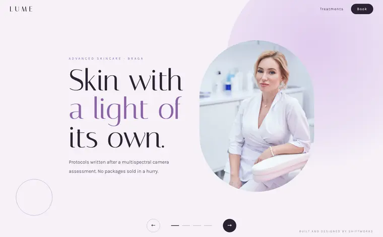 Home page of the Studio Lume example website