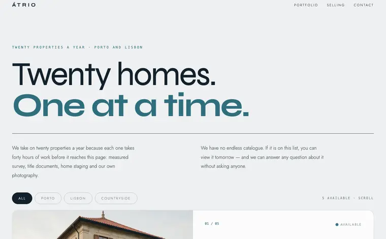Home page of the Átrio example website