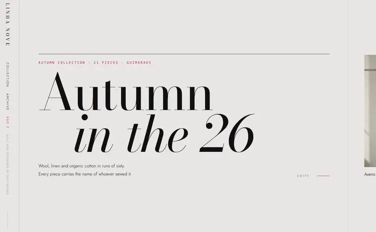 Home page of the Linha Nove example website