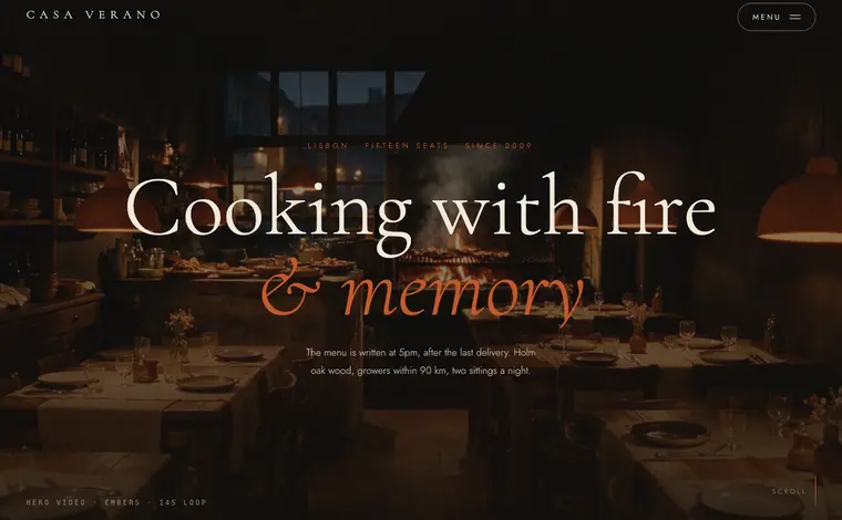Home page of the Casa Verano example website