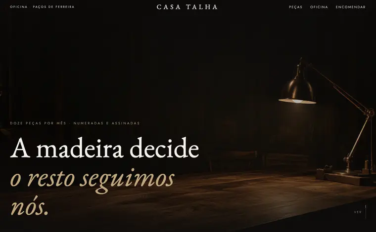 Página de entrada do site de exemplo Casa Talha