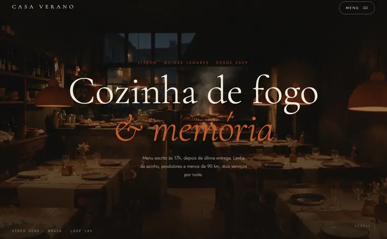 Página de entrada do site de exemplo Casa Verano